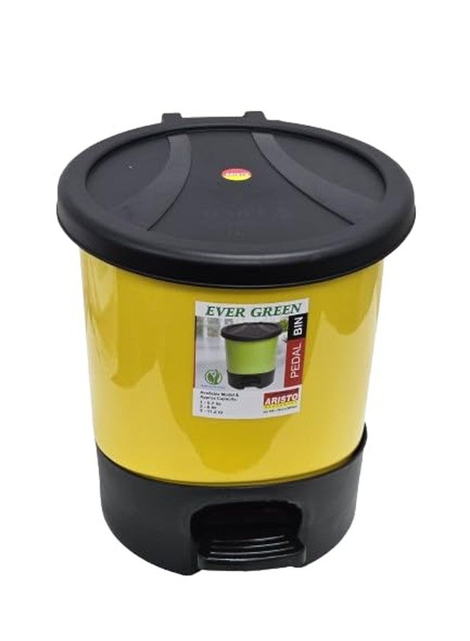 أريستو سلة مهملات بلاستيكية عصرية فريدة من نوعها من أريستو، سعة 5.7 لتر، لون أصفر، تعمل بدواسة - Image 1